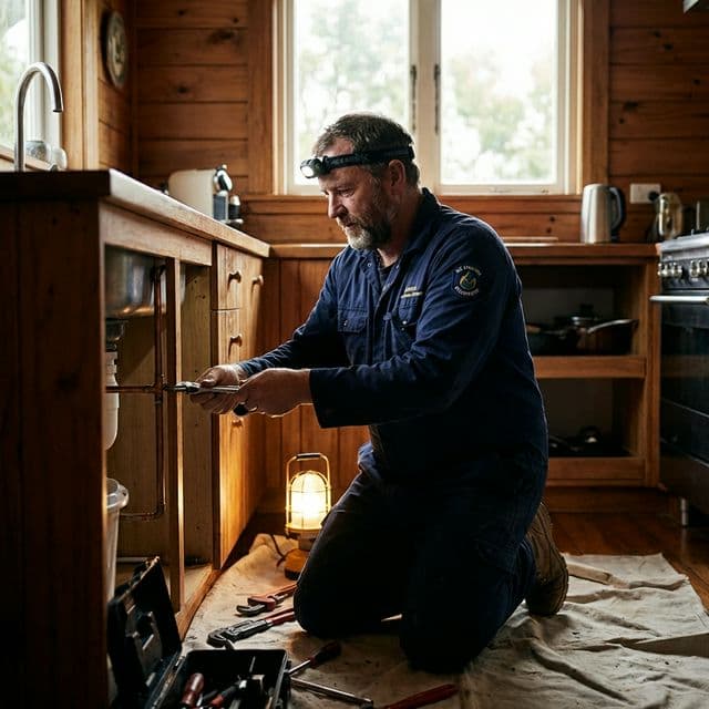 Professional Plumber replacing pipes